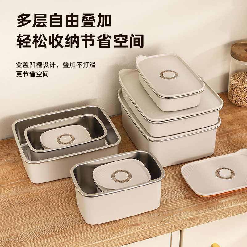 Microwave oven heating 304 stainless steel sealed crisper large capacity refrigerator special girls' lunch box Amazon