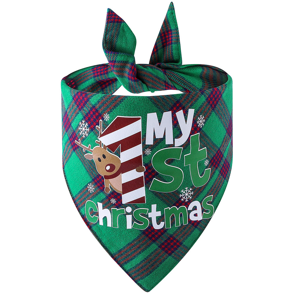 Original transfronterizo nuevo algodón a cuadros mascota triángulo bufanda perro bufanda Navidad mascota saliva toalla mascota bufanda