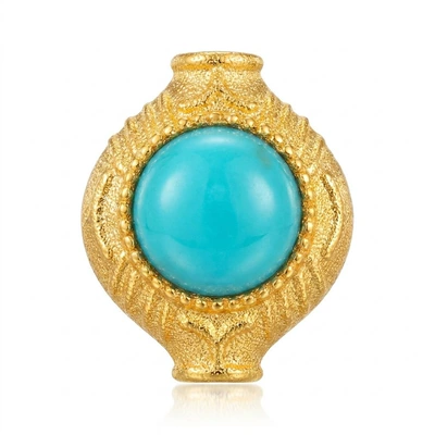 Zərgərlik ara hissələri: Turquoise Hollow Fish Beads, Ruyi Back