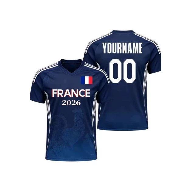 2026 French Flag Print Football Jersey Number Quick-Dry Sports Shoe Wear Comfortable T-Shirt 2026 French Flag Print Football Jersey Number Quick-Dry Sports Shoe Wear Comfortable T-Shirt