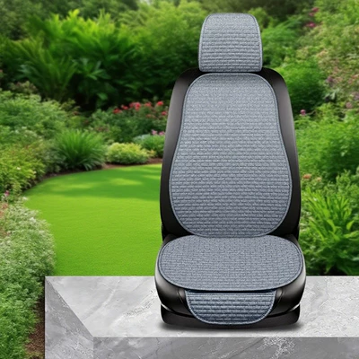 Seat cushion, seat cover: Seat Cushion, Breathable Cotton-Linen - lnh-small-brick-elegant-grey-hooded-single-seat