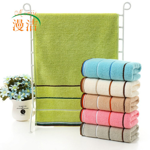 Striped satin jacquard pure cotton face towel household soft absorbent cotton thickened adult bath towel wholesale factory