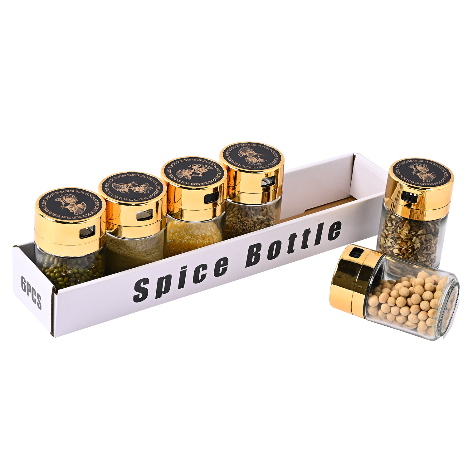 Venta caliente transfronteriza cocina de acero inoxidable Luz de lujo de vidrio condimento tarro traje hogar sellado de vidrio condimento tarro al por mayor