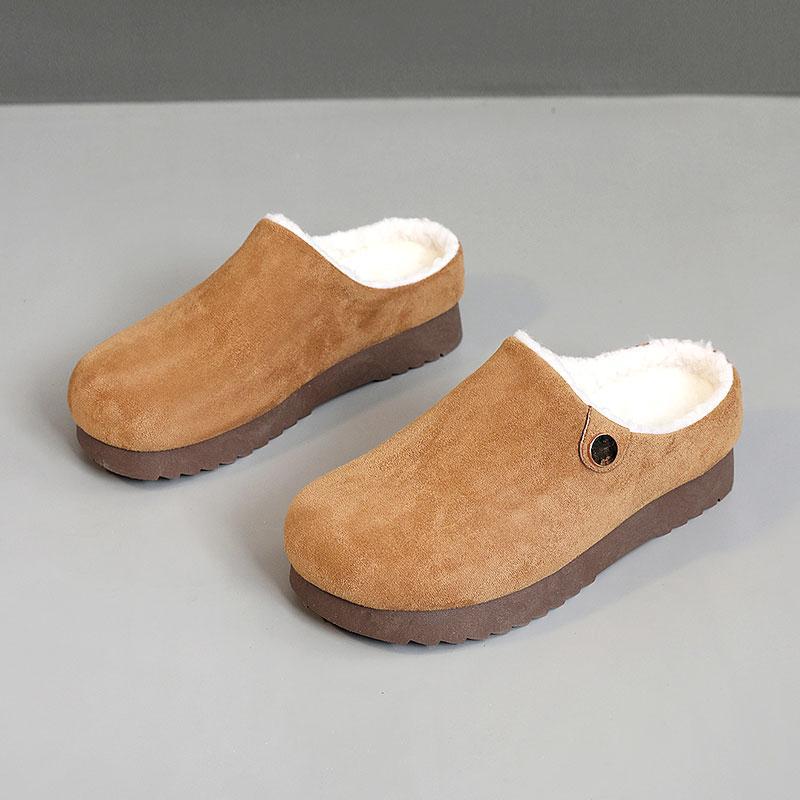 BR095 Uued 2024. aasta sügis- ja talve naiste ühevärvilised soojad puuvillased kingad Veet õhukese põhjaga, sise- ja sisetingimustes kasutamiseks, lihtsad vabaajajalatsid_voghion.com