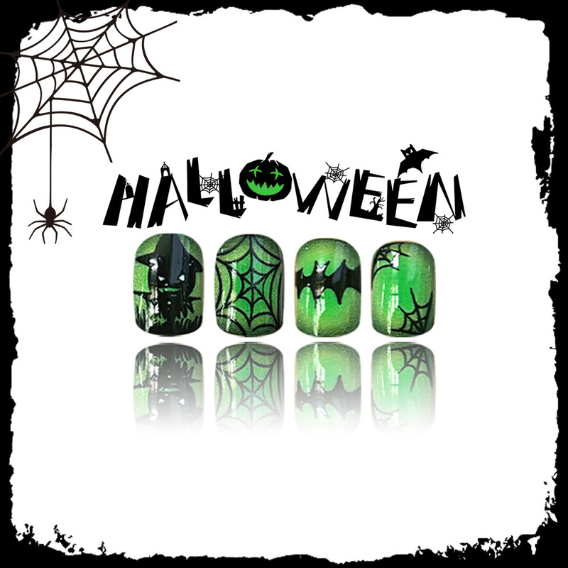 クリエイティブハロウィン新エメラルドゴーストゴースト顔カボチャハロウィン要素クロスボーダー小さな正方形偽爪外国貿易|undefined