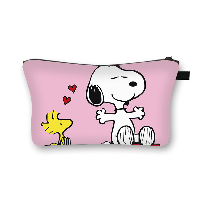 Nueva bolsa de maquillaje Snoopy niñas lindas bolsas de almacenamiento de gran capacidad de poliéster de alta calidad sensación de mano bolsas de mano un lote