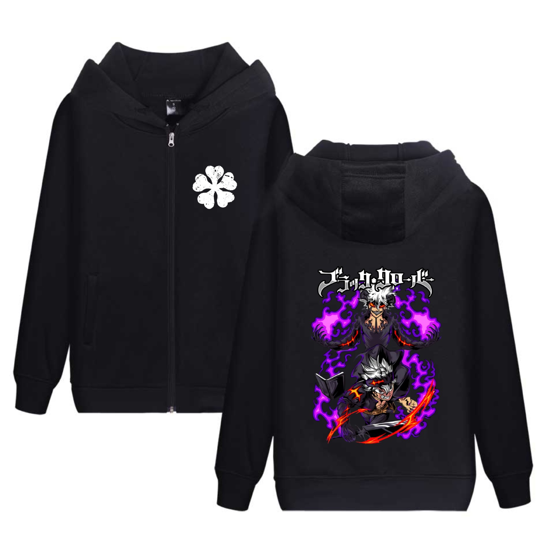 Amazon Black Clover Black Clover Suéter con cremallera transfronteriza sudadera con capucha y terciopelo
