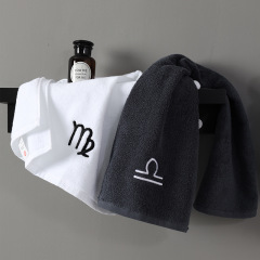 9WOR夏季A類星座純棉洗臉帕黑白大毛巾男士女運動健身加長全棉厚