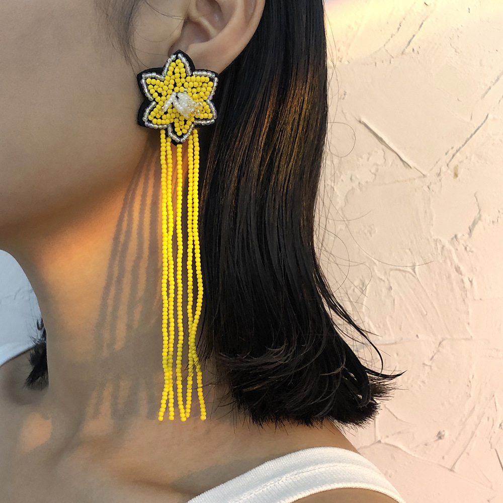 Bohemian Style Flower Tassel Long Earrings display picture 13