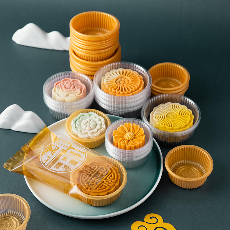 50g 80g 100g bolsas de caja redondas de pastel de luna, bolsas de plástico gruesas, pastel de frijoles verdes, bolsas internas