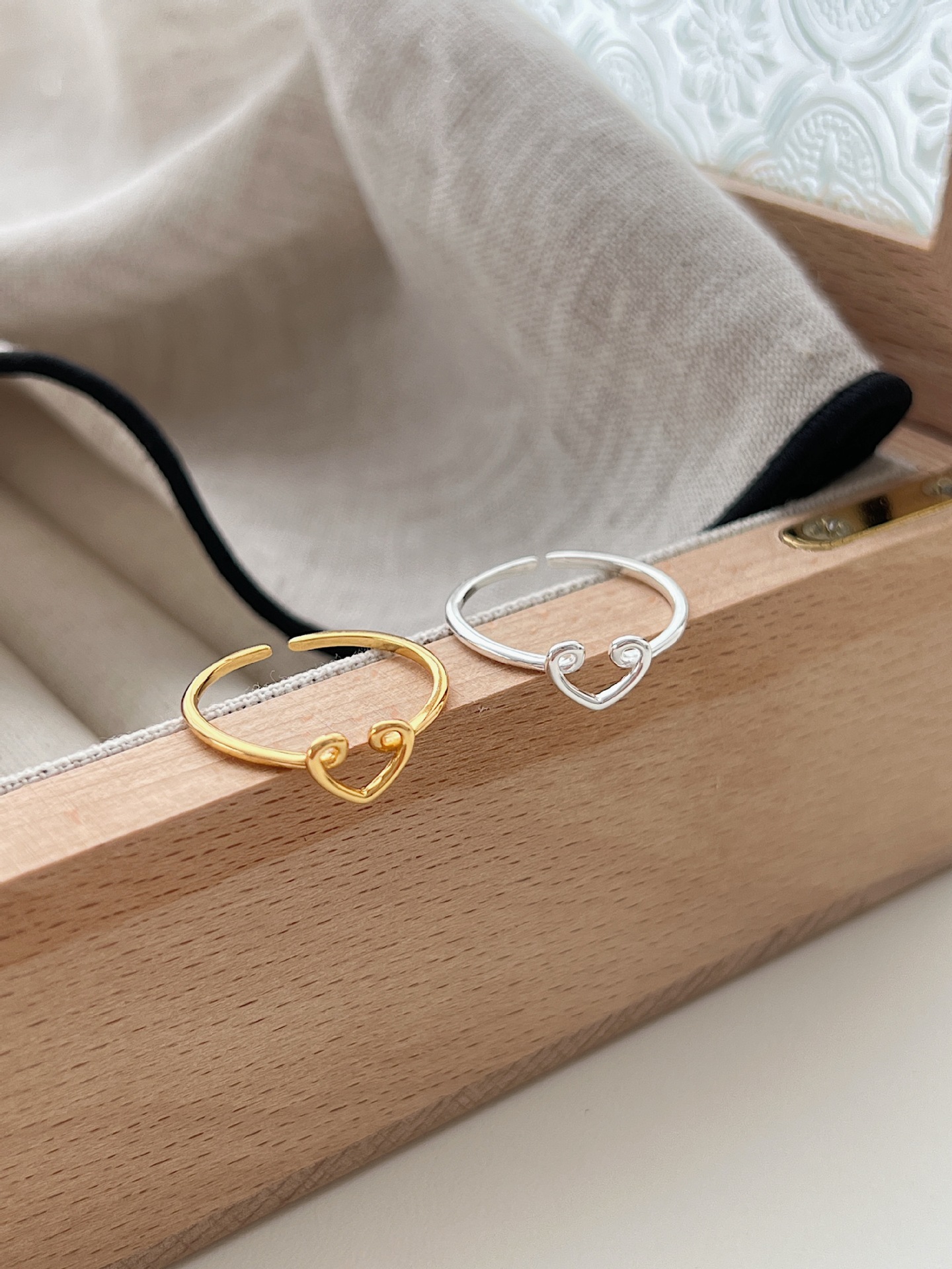 5g Weight Open Rings Classification 925 Sterling Silver Heart Shape Open Rings