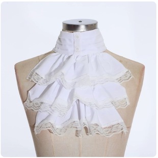 European and American short lace scarf false collar buckle collar black white knight stage role-playing collar accessories