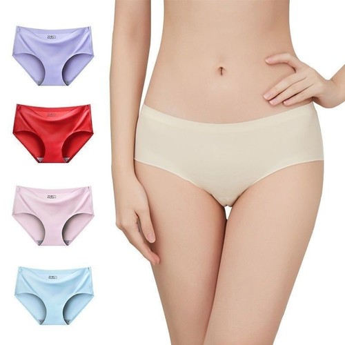 810 Ice Silk Seamless Panties Women's Thin Pure Cotton Briefs Breathable Sexy Teen Style Mid-waist Thong Wholesale