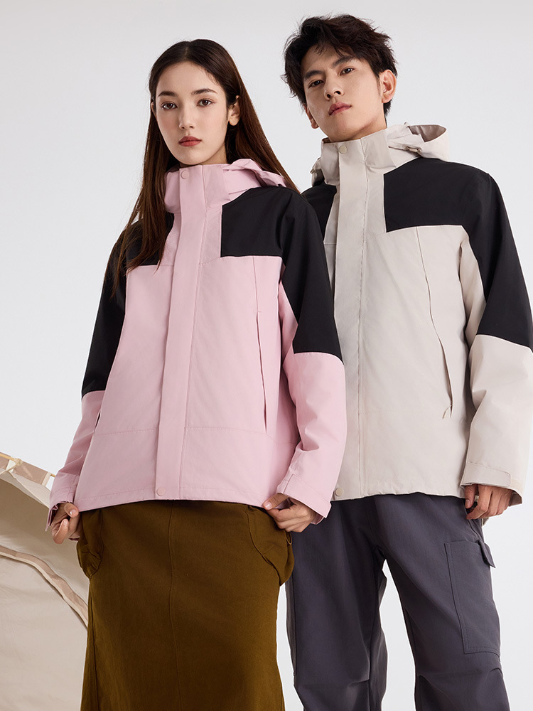 25 冬の新スタイル GB32614 スリーインワンジャケットメンズ防水通気性暖かいアウトドアジャケット女性のカスタムロゴ