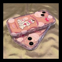 粉兔子苹果15promax手机壳气囊iPhone14透明软壳13全包高级感12女