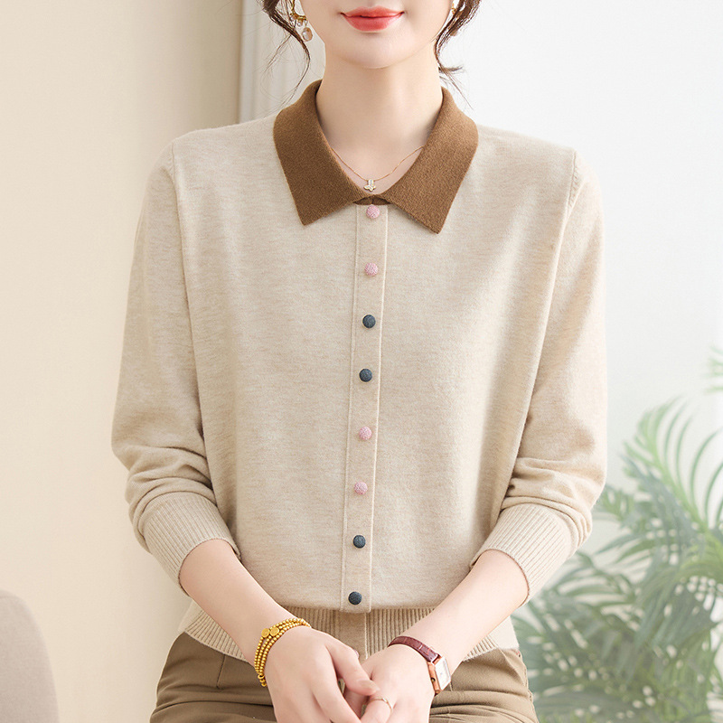中老年女装春秋款休闲长袖上衣年轻妈妈2025新款洋气款秋装针织衫|undefined