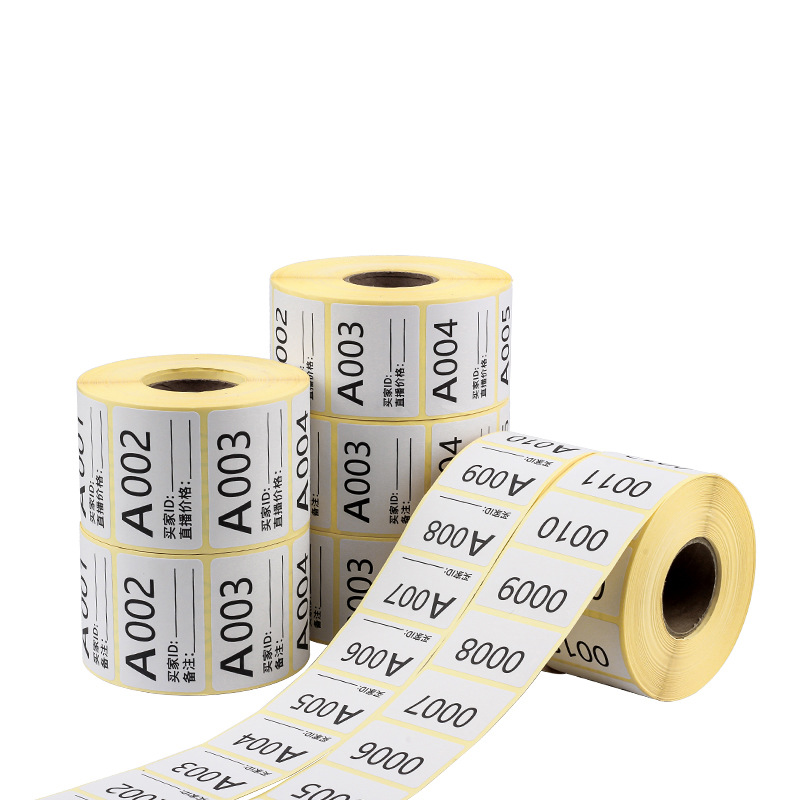 Impresión de papel de etiqueta especial en la sala de transmisión en vivo Número de serie Código QR Número de serie Número de serie Etiqueta adhesiva