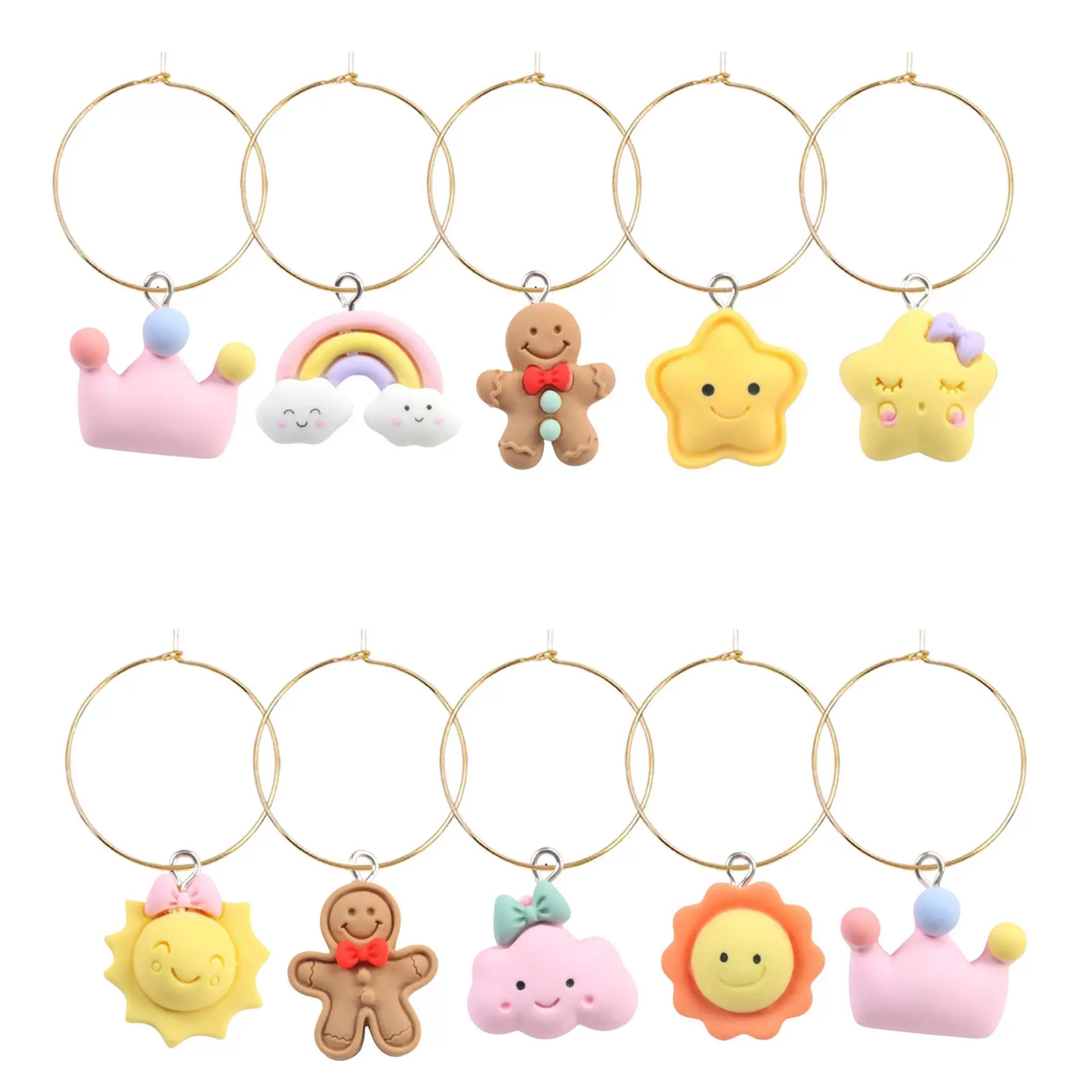 Подвеска для вина в виде милого мультяшного облачка с короной и радугой, пряничного человечка, украшение для вечеринки, аксессуар для вечеринки, декор для винных вечеринок.