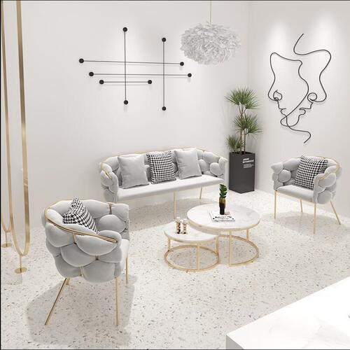 Sales office reception negotiation table and chair set, Nordic light luxury marble negotiation table, milk tea shop, coffee shop, small round table