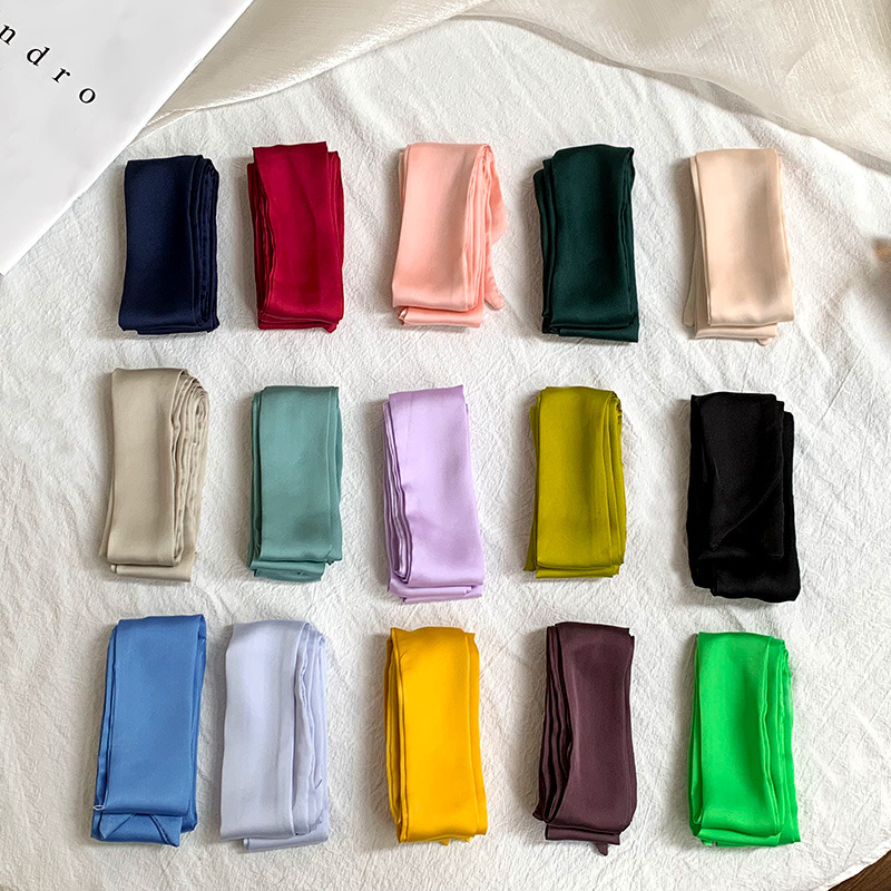 Pañuelo de seda de tira larga, sentido avanzado, nuevo color caramelo, color sólido, bufanda estrecha y versátil, cinta decorativa para el cabello, cinta para atar, cinta