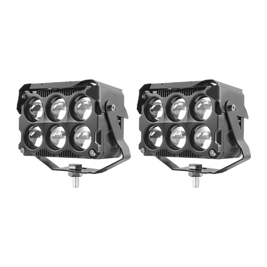 New cross-border wide-voltage motorcycle LED dual-color spotlight, modified external headlight, electric vehicle front light, dual-row transparent