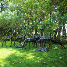 仿铜鹿玻璃钢雕塑仿真抽象梅花鹿动物大摆件户外园林景观装饰小品