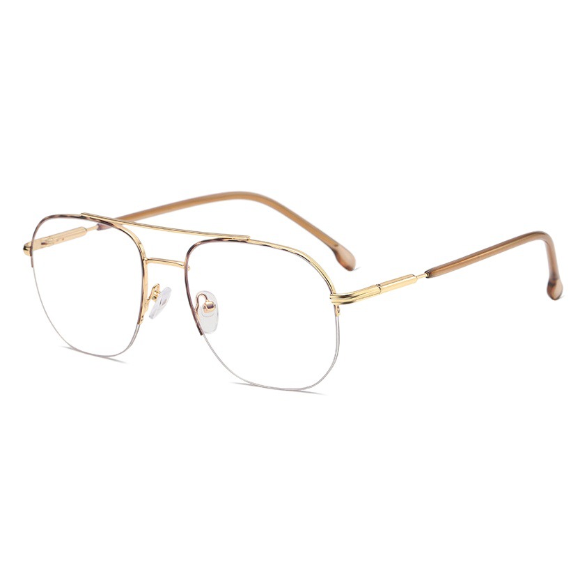95926 Comercio exterior tendencia medio marco gafas marco hombres y mujeres mismo metal anti-azul gafas de luz puede ser equipado con gafas de miopía