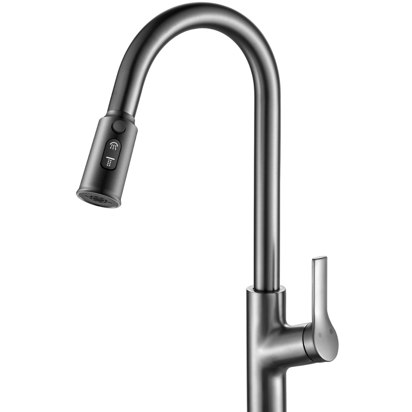 Gun Gris Gris Gris Tap Lavabo de verduras frío y caliente Lavabo de fregadero Grifo retráctil Cobre Negro a prueba de salpicaduras