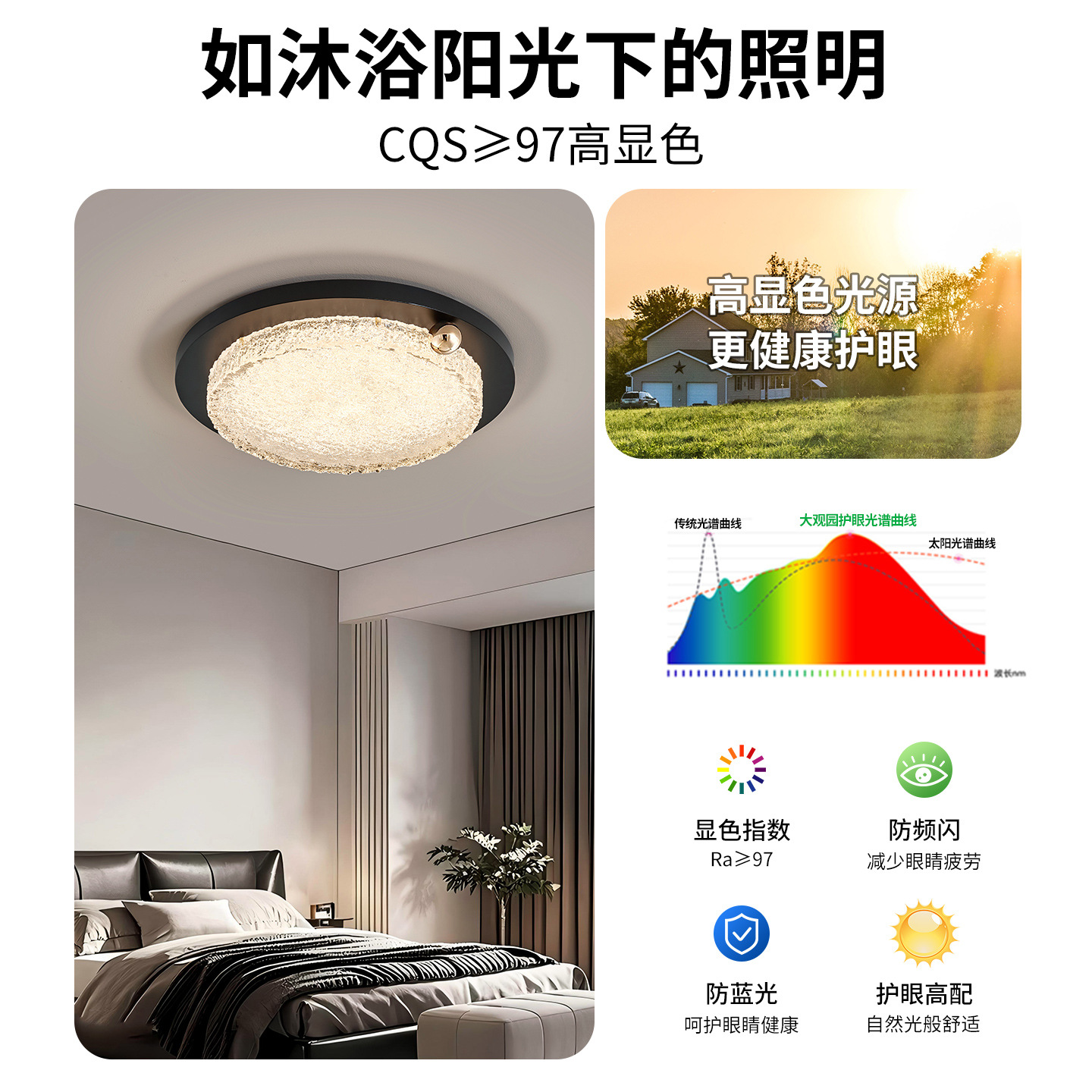 Luz de lujo italiano de lujo de alto nivel lámpara de dormitorio LED luz de techo de espectro completo protección de ojos arte creativo luminaria Zhongshan 686L