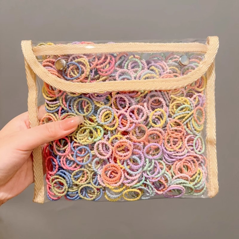 Color coreano pequeño pulgar anillo de cabello para chicas bajo cabello de cola de caballo no lesiones cabello elástico buena cuerda de cabeza cubierta de cuero para niños