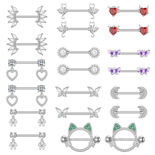European and American cross-border e-commerce new zircon breast ring breast nail piercing jewelry online wholesale