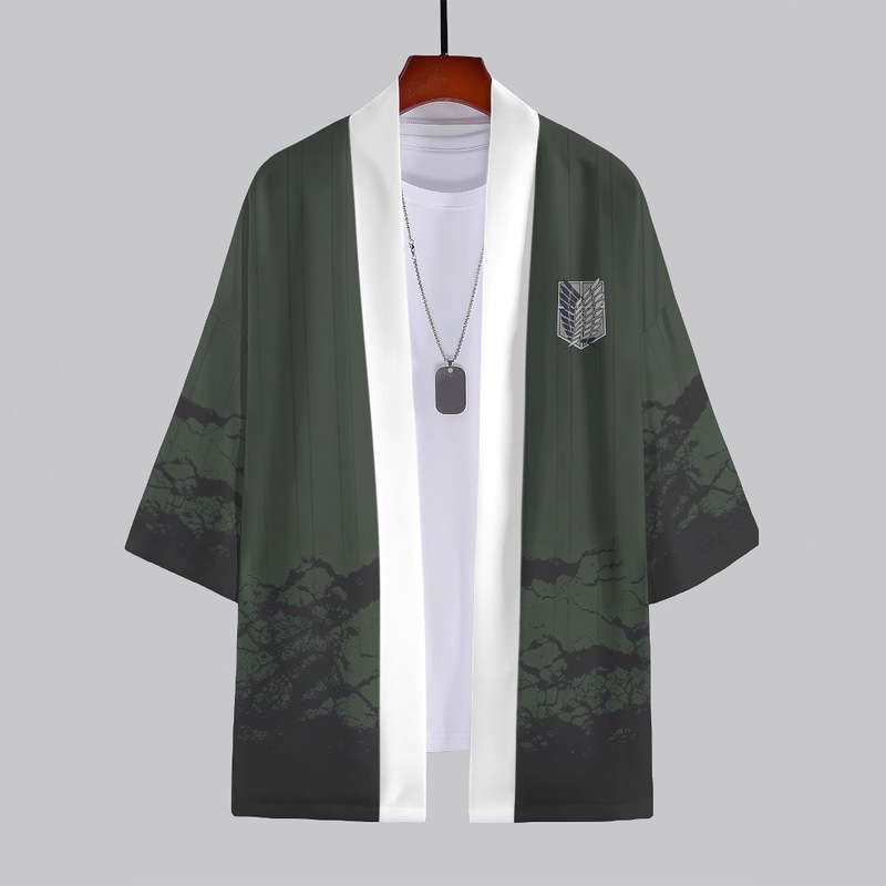 2023 Summer Kimono Cross-Border Illustration 3D Printed Three-Quarter Sleeve Shirt Robe Cardigan Loose Fit for Men 2023 Summer Kimono Cross-Border Illustration 3D Printed Three-Quarter Sleeve Shirt Robe Cardigan Loose Fit for Men