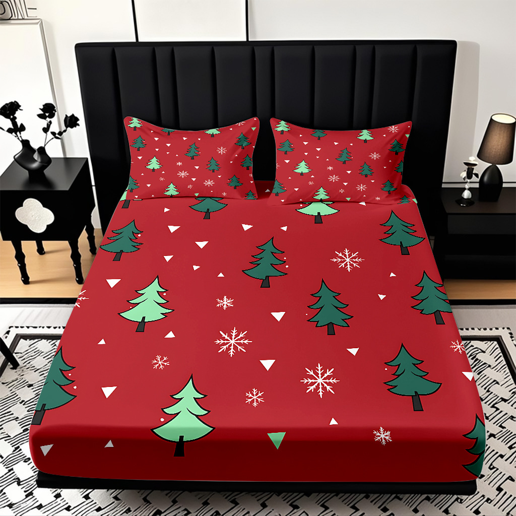 TEMU / JIT nuevos productos transfronterizos adorables series de Navidad molido HD impresión digital cama de cama Kasa set ropa de cama