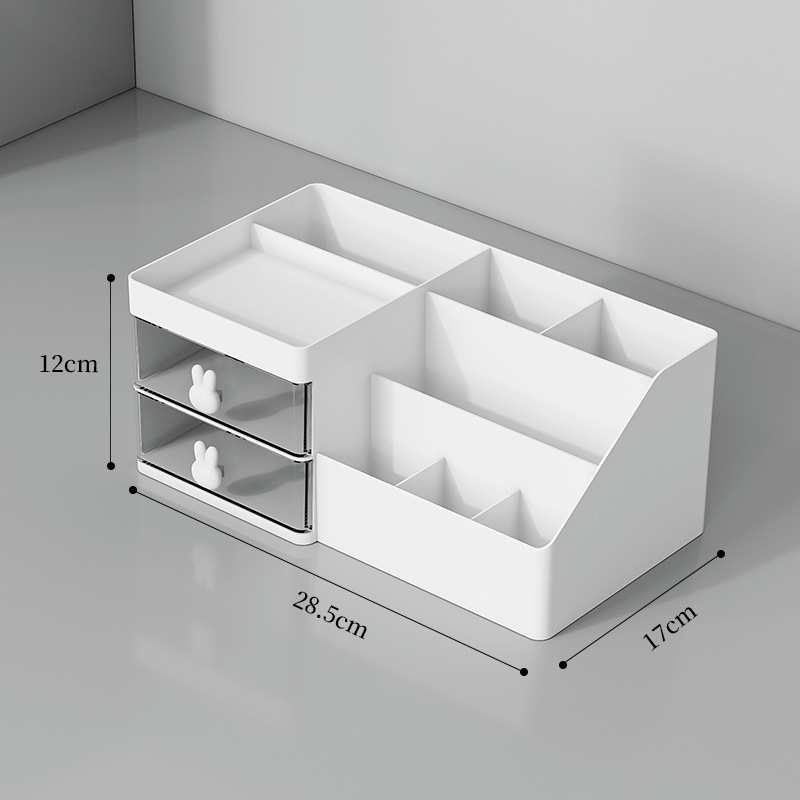 Snow Mountain White [1 Pack] Ladder-type Compartment Double-Layer Small Drawer