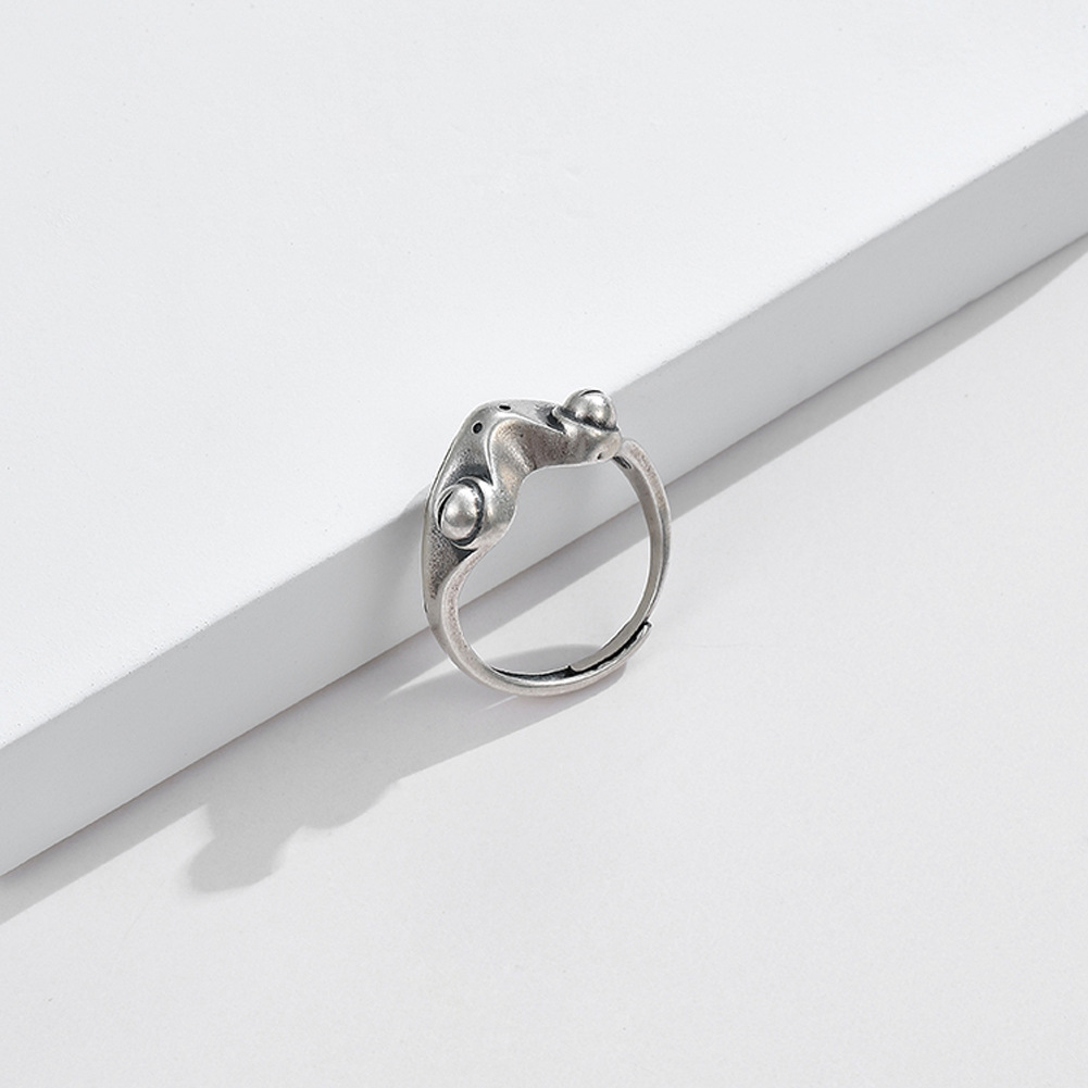 Simple Style Frog Sterling Silver Open Ring 1 Piece