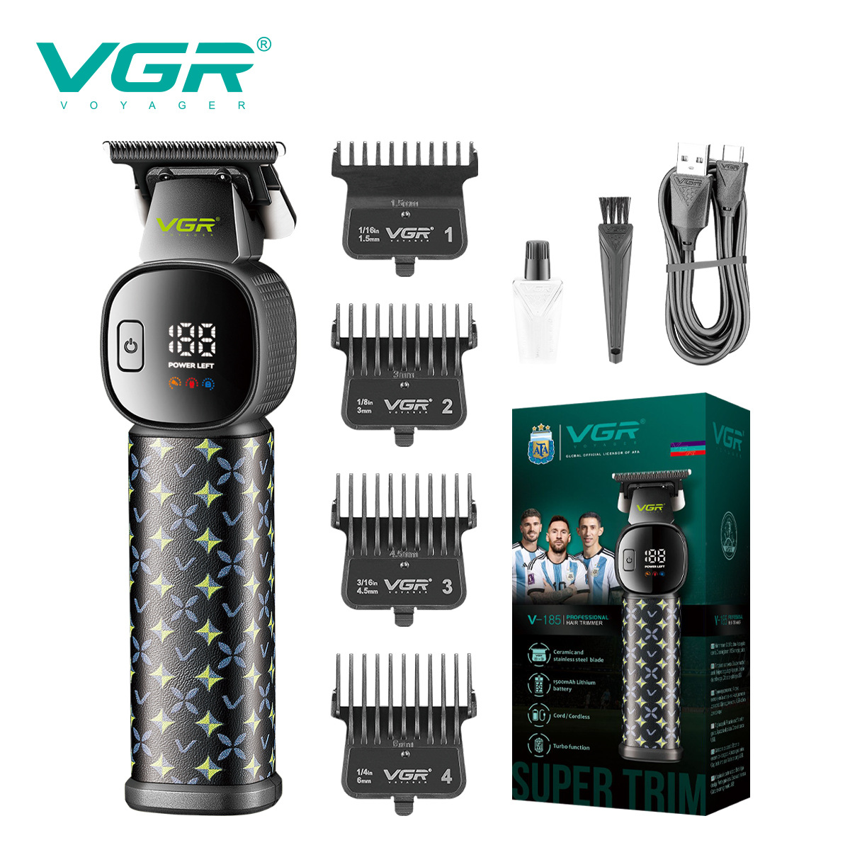 VGR185 Electric Hair Clipper for Men Digital Display Rechargeable Home Use Engraving Spicy Hair Cross Border_voghion.com