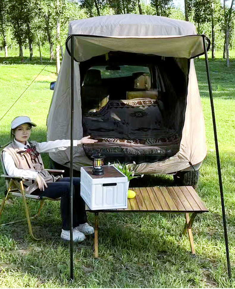 Cross-border best-selling car roof tent, SUV rear extension tent, portable for self-driving tours, outdoor camping, vehicle-mounted, no assembly required
