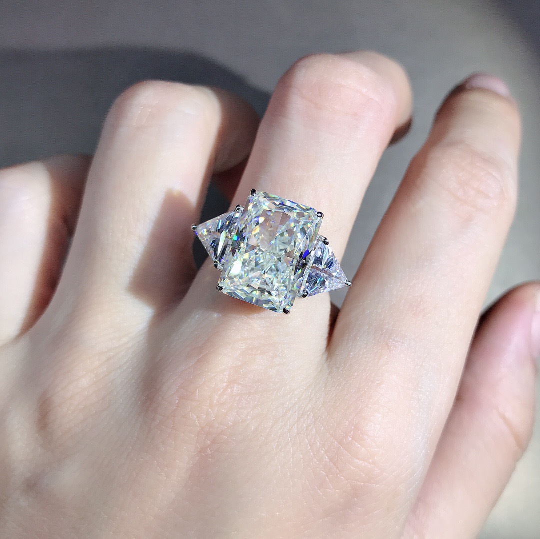 6 quilates VVS grado 3EX anillo de plata esterlina de cinco capas de espesor Chapado en platino con incrustaciones de joyas de diamantes de alto carbono