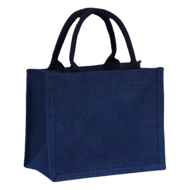 Bolsa de arpillera azul, bolsa de arpillera portátil de gran capacidad, bolsa de regalo, logotipo impreso, empresa muji MUJI