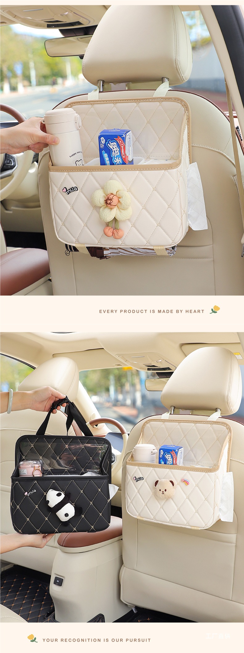 Car Seat Back Storage Bag Hanging Cute Car Storage Box Seat Back Rack Car Tissue Box for Women