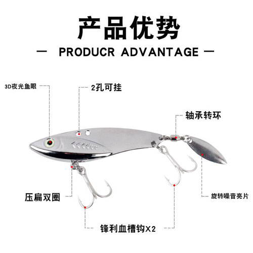 5g-30g Beihu No. 1 Low Center of Gravity Long-range VIB Zinc Alloy Metal Lure Fishing Bait Freshwater Sea Bass Tucked Mouth