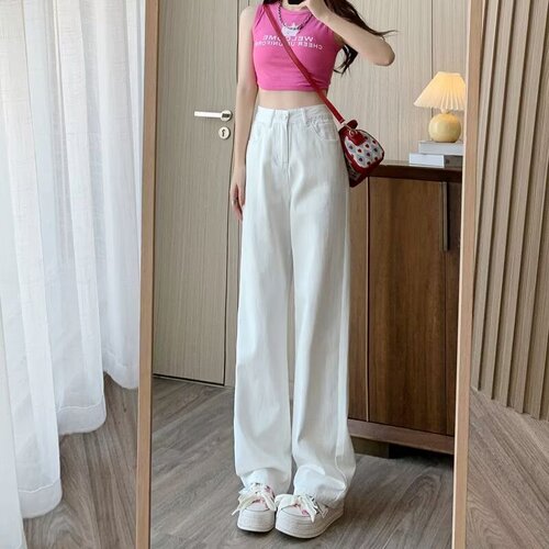 2026 Summer New Texture Bamboo Node Design Women's Trendy Brandy Drooping White High-End Casual Pants