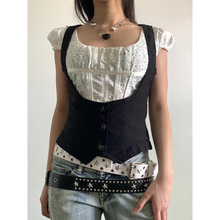 H 18485 Button Waist Crop Vest �ſ������������׿羳����