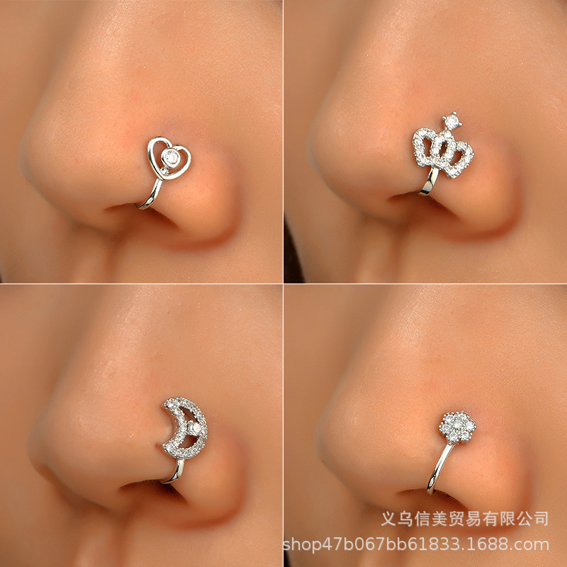 Europe and America originality perforation Type U Nose clip zircon star love Bihuan Ornament puncture Jewelry