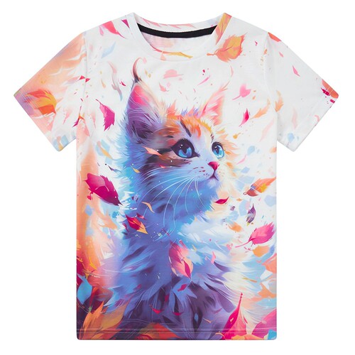 2025 New Cat Animal Pattern 3D Digital Printing Women's Summer Short Sleeve T-Shirt Fashion and Stylish Loose Top