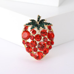 Summer Fresh Strawberry Brooch Creative Alloy Water Diamond Flower Fashion Korean Version Fruit Pin Simple Accessory