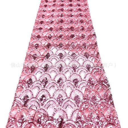 Fabricantes de escamas de pescado nueva tela de encaje de cuentas Gao Ding vestido de fiesta de baile de moda tela image 6