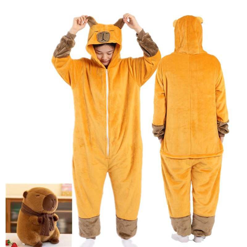 Cross-border Flannel Cartoon Animal One-part Pajamas Garfield Purple Cat Unicorn Men and Women Dinosaur Couple Home Clothes