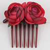 Cross -border hot -selling simulation rose buds inserted hair, Burma Vietnam bride spherical rose plastic combed