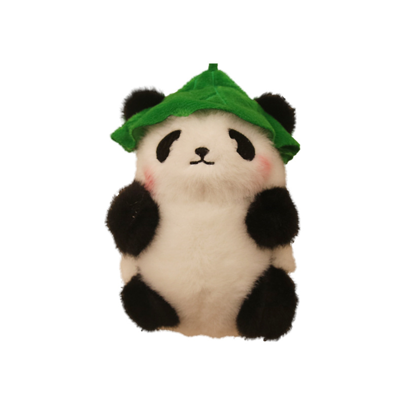 Nueva muñeca de felpa de panda pequeño de hoja de loto linda para niños de tres pulgadas colgante de regalo de muñeca pequeña fábrica al por mayor